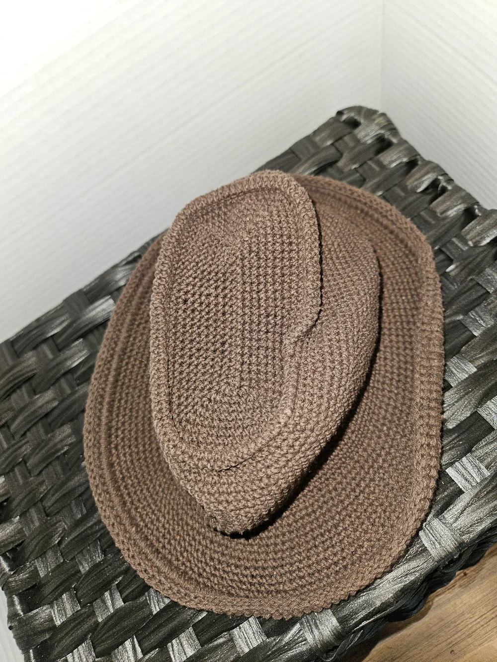 Source Unknown Brown Crochet Kids Fedora